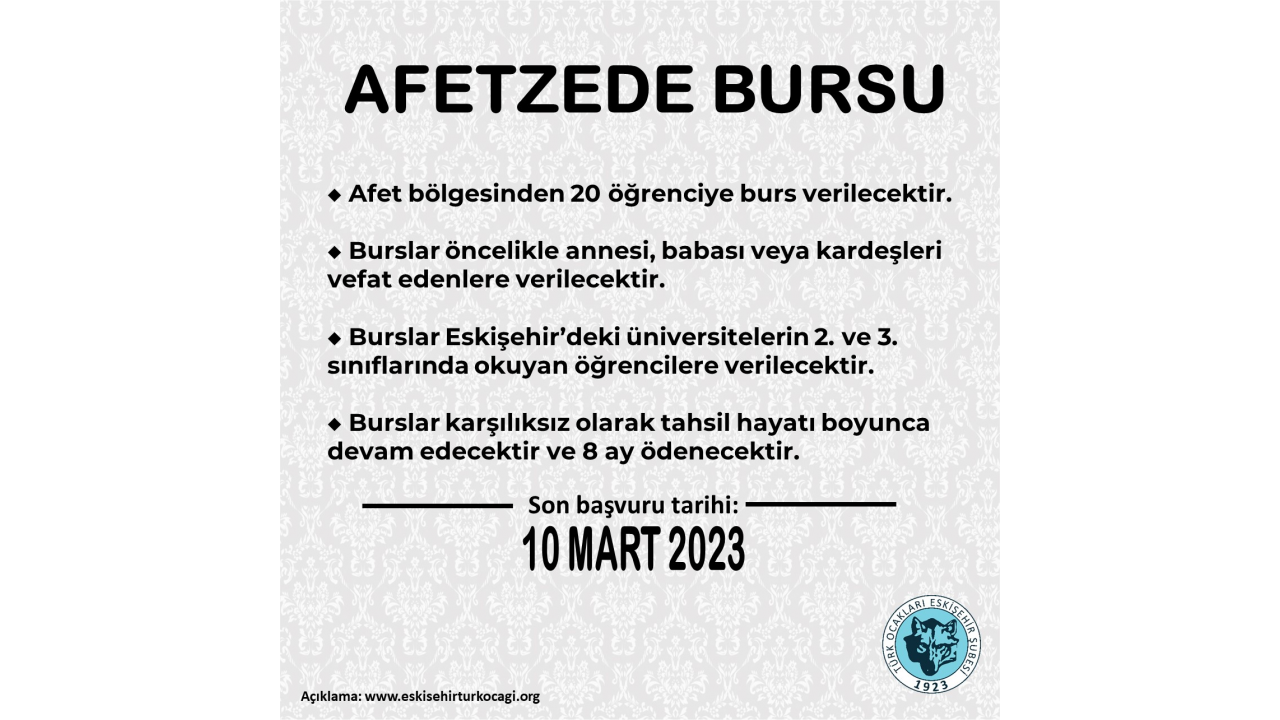 Türk Ocaklarından Depremzede Öğrencilere Burs Desteği